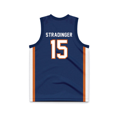 Wheaton IL - NCAA Women's Basketball : Ann Magee Stradinger - Navy Basketball Jersey-1