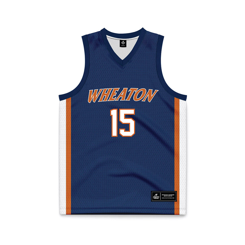 Wheaton IL - NCAA Women's Basketball : Ann Magee Stradinger - Navy Basketball Jersey-0