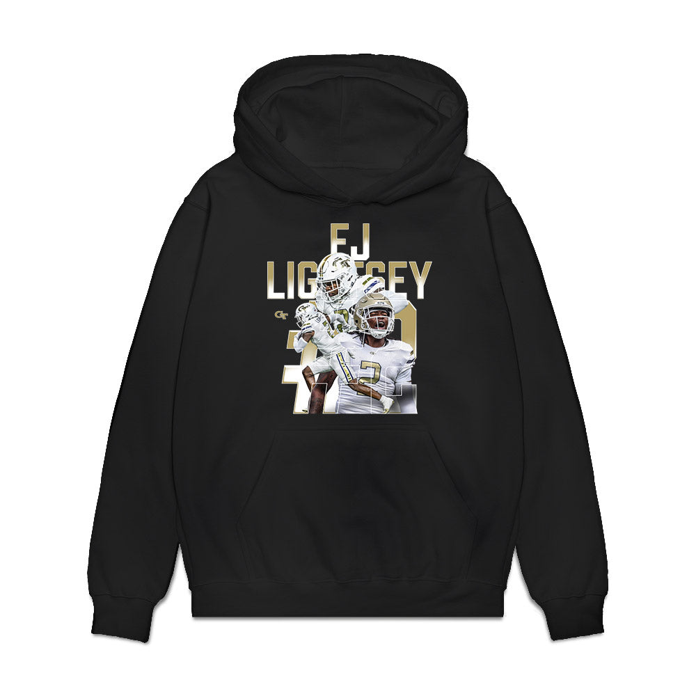 Georgia Tech - NCAA Football : Ej Lightsey - Collage Premium Hooded Sweatshirt-0