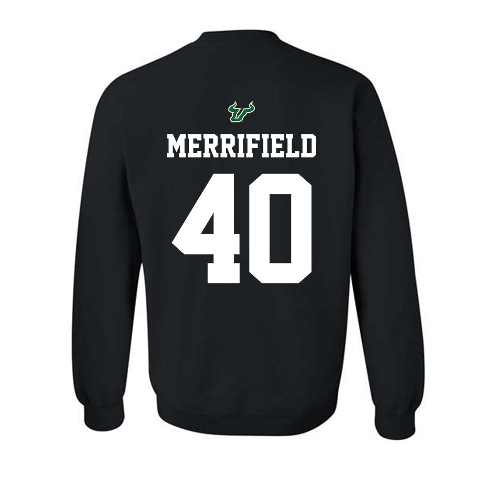 USF - NCAA Football : Jacob Merrifield - Back in Black Shersey Crewneck Sweatshirt-1