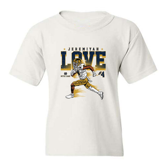 Notre Dame - NCAA Football : Jeremiyah Love - Caricature Youth T-Shirt-0