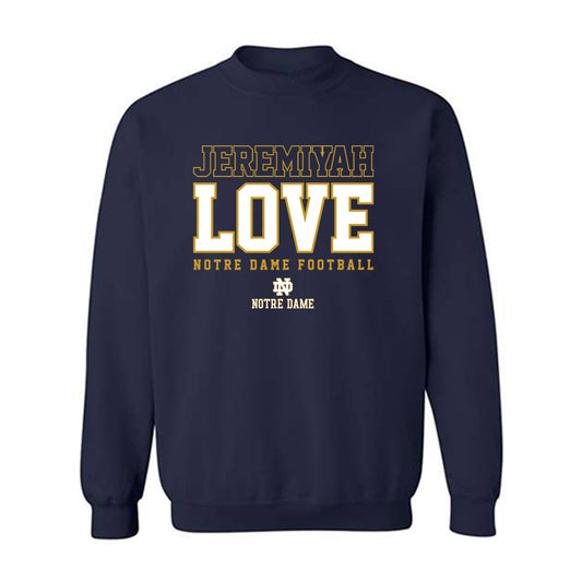 Notre Dame - NCAA Football : Jeremiyah Love - Classic Shersey Crewneck Sweatshirt-0