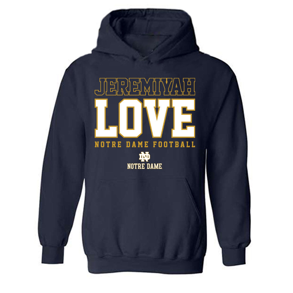 Notre Dame - NCAA Football : Jeremiyah Love - Classic Shersey Hooded Sweatshirt-0