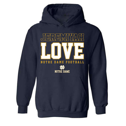 Notre Dame - NCAA Football : Jeremiyah Love - Classic Shersey Hooded Sweatshirt-0
