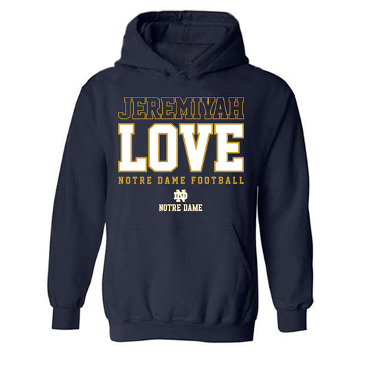 Notre Dame - NCAA Football : Jeremiyah Love - Classic Shersey Hooded Sweatshirt-0