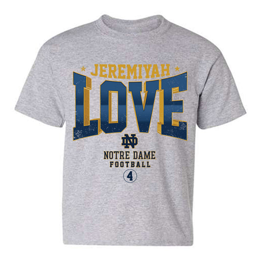 Notre Dame - NCAA Football : Jeremiyah Love - Youth T-Shirt-0