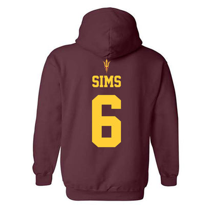 Arizona State - NCAA Football : Jeff Sims - Generic Shersey Hooded Sweatshirt-1