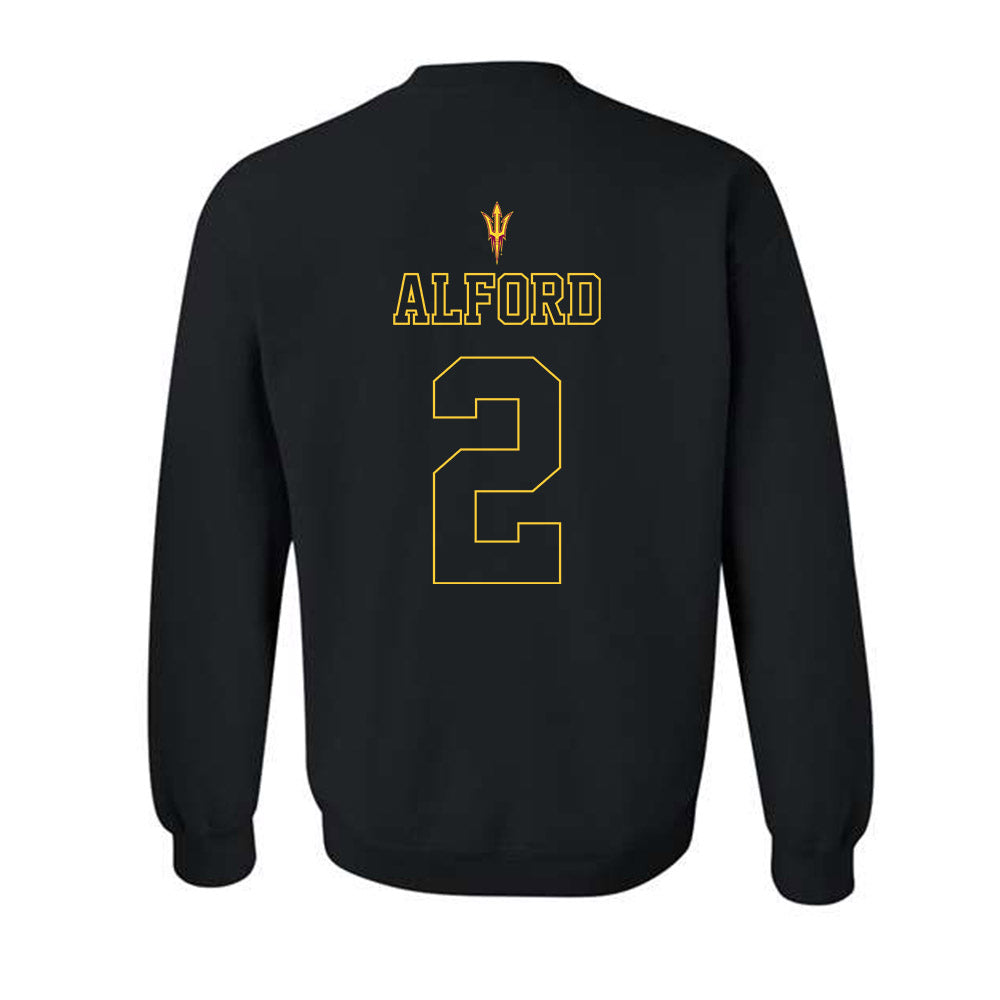 Arizona State - NCAA Football : Xavion Alford - Blackout Classic Shersey Crewneck Sweatshirt-1