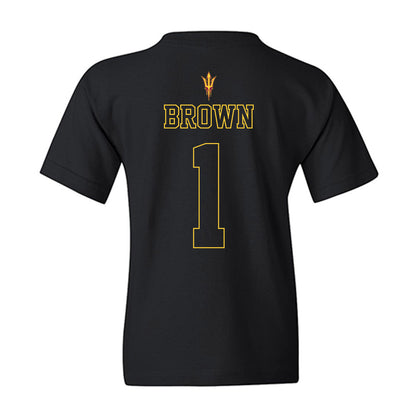 Arizona State - NCAA Football : Kyson Brown - Blackout Classic Shersey Youth T-Shirt-1