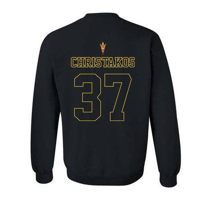 Arizona State - NCAA Football : Tommy Christakos - Blackout Classic Shersey Crewneck Sweatshirt-1