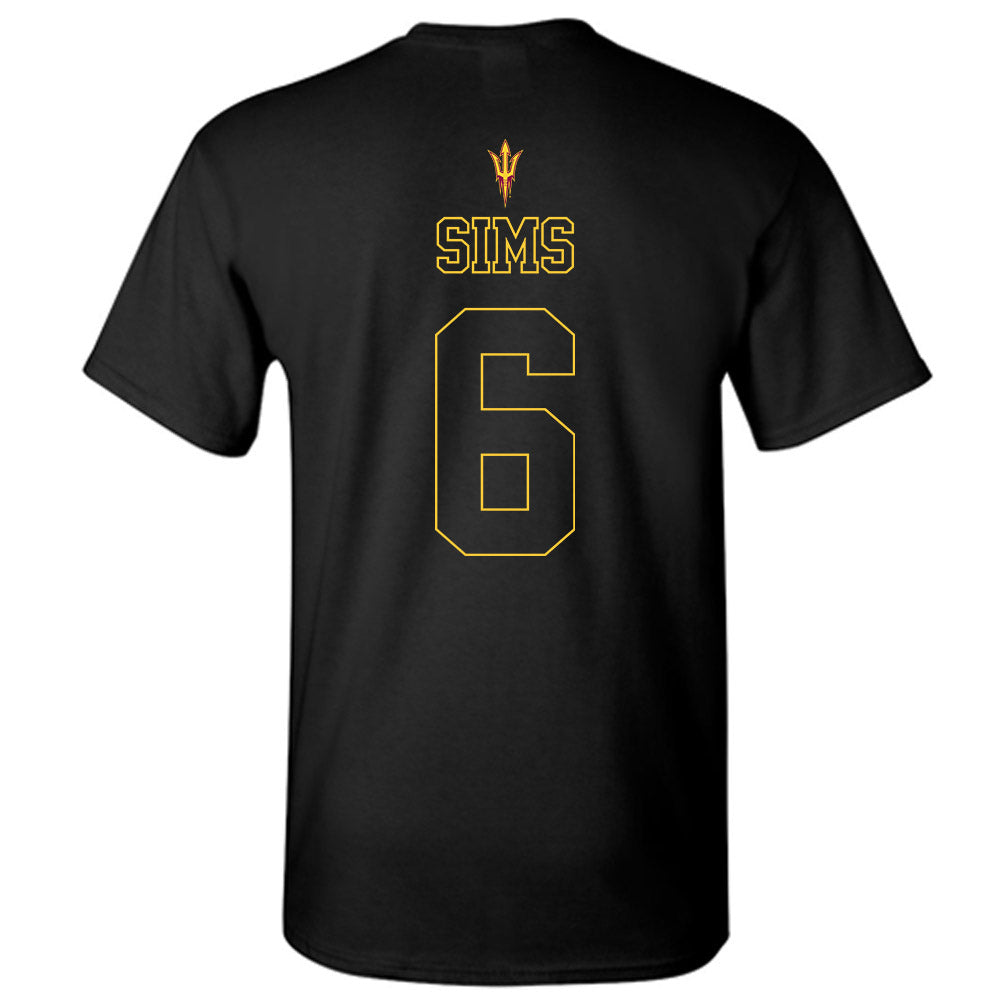 Arizona State - NCAA Football : Jeff Sims - Blackout Classic Shersey T-Shirt-1