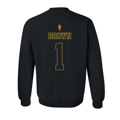 Arizona State - NCAA Football : Kyson Brown - Blackout Classic Shersey Crewneck Sweatshirt-1
