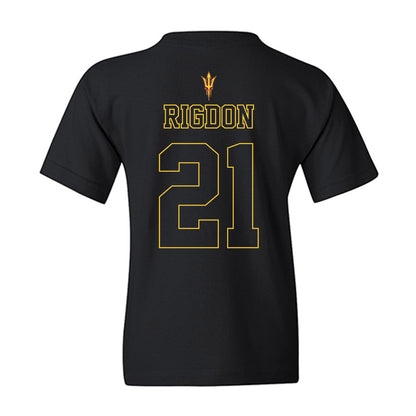 Arizona State - NCAA Football : Grayson Rigdon - Blackout Classic Shersey Youth T-Shirt-1