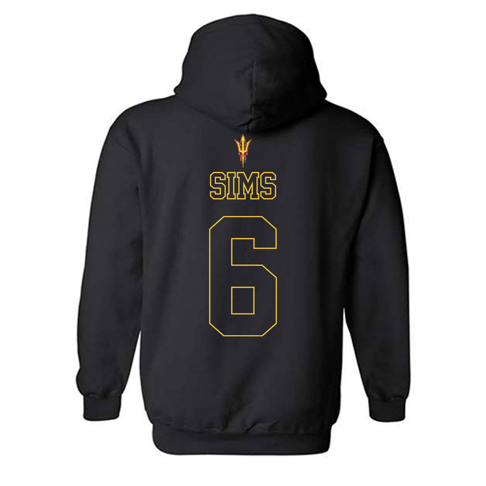 Arizona State - NCAA Football : Jeff Sims - Blackout Classic Shersey Hooded Sweatshirt-1