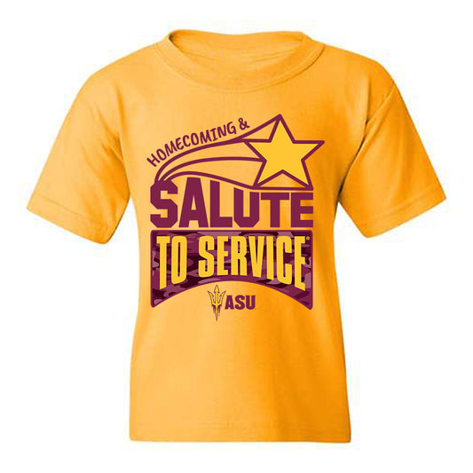 Arizona State - NCAA Football : Coben Bourguet - Homecoming and Salute to Service Youth T-Shirt-0
