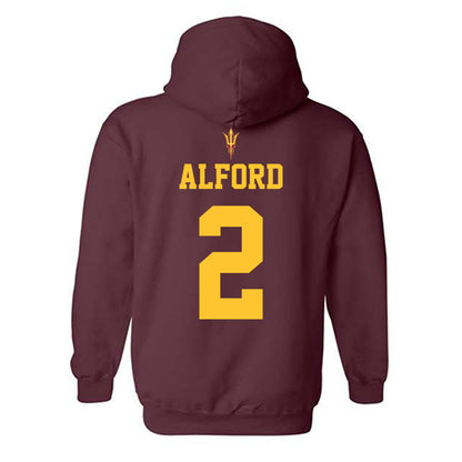 Arizona State - NCAA Football : Xavion Alford - Fashion Shersey Hooded Sweatshirt-1