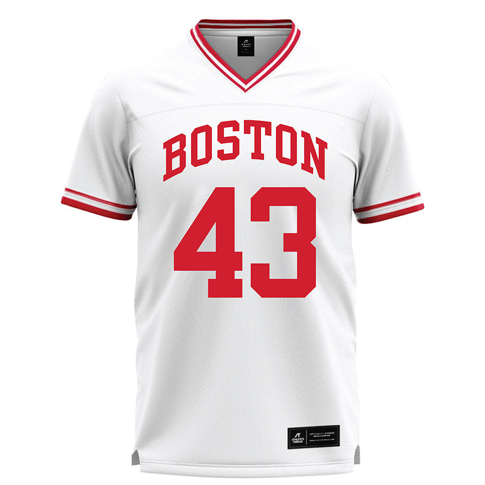 BU - NCAA Men's Lacrosse : Daine Kostes - White Lacrosse Jersey -0