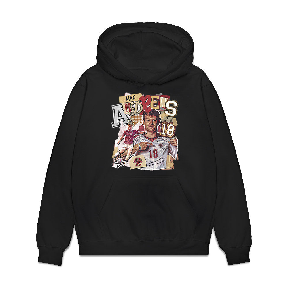 Boston College - NCAA Men's Soccer : Max Andrews - Collage Premium Hooded Sweatshirt-0