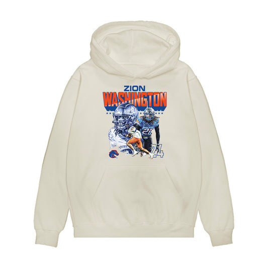 Boise State - NCAA Football : Zion Washington - Collage Premium Hooded Sweatshirt-0