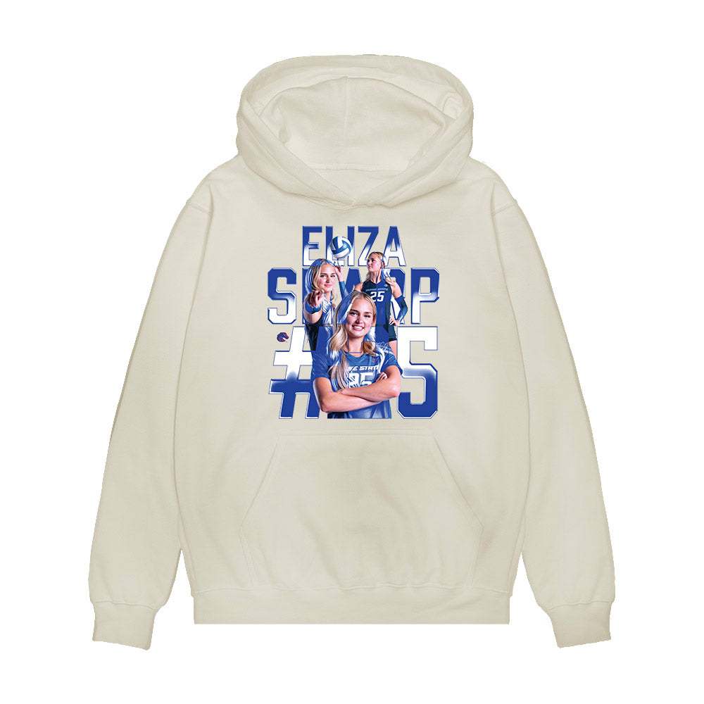 Boise State - NCAA Women's Volleyball : Eliza Sharp - Collage Premium Hooded Sweatshirt-0