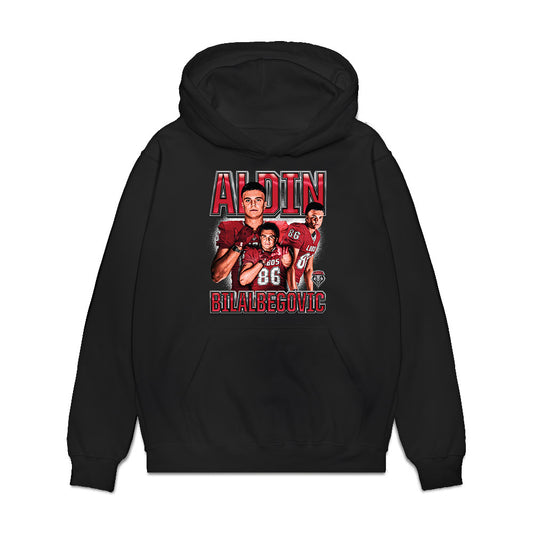 New Mexico - NCAA Football : Aldin Bilalbegovic - Caricature Premium Hooded Sweatshirt-0