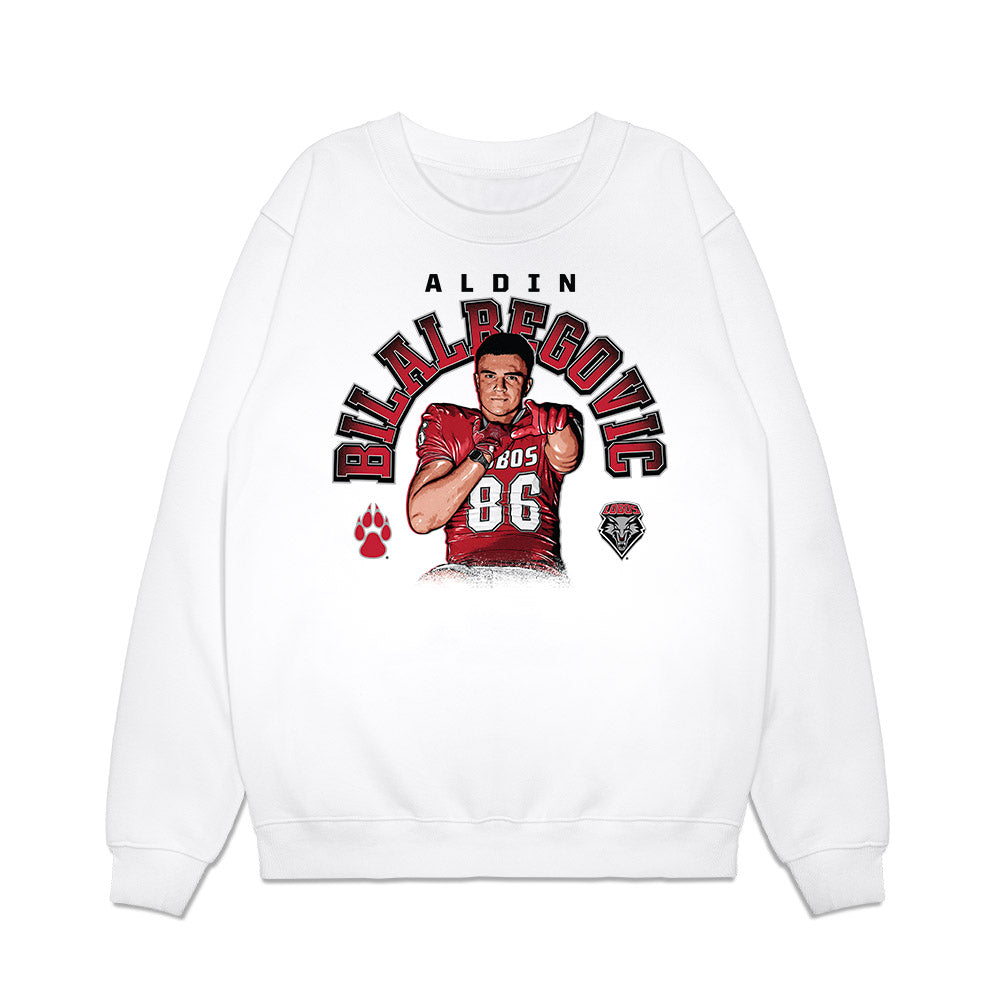 New Mexico - NCAA Football : Aldin Bilalbegovic - Caricature Premium Crewneck Sweatshirt-0