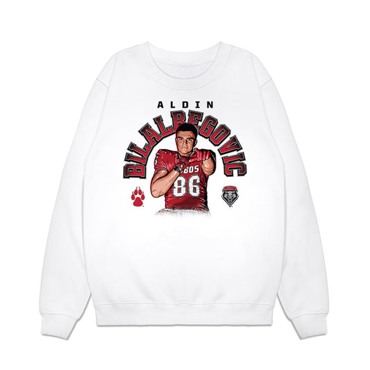 New Mexico - NCAA Football : Aldin Bilalbegovic - Caricature Premium Crewneck Sweatshirt-0