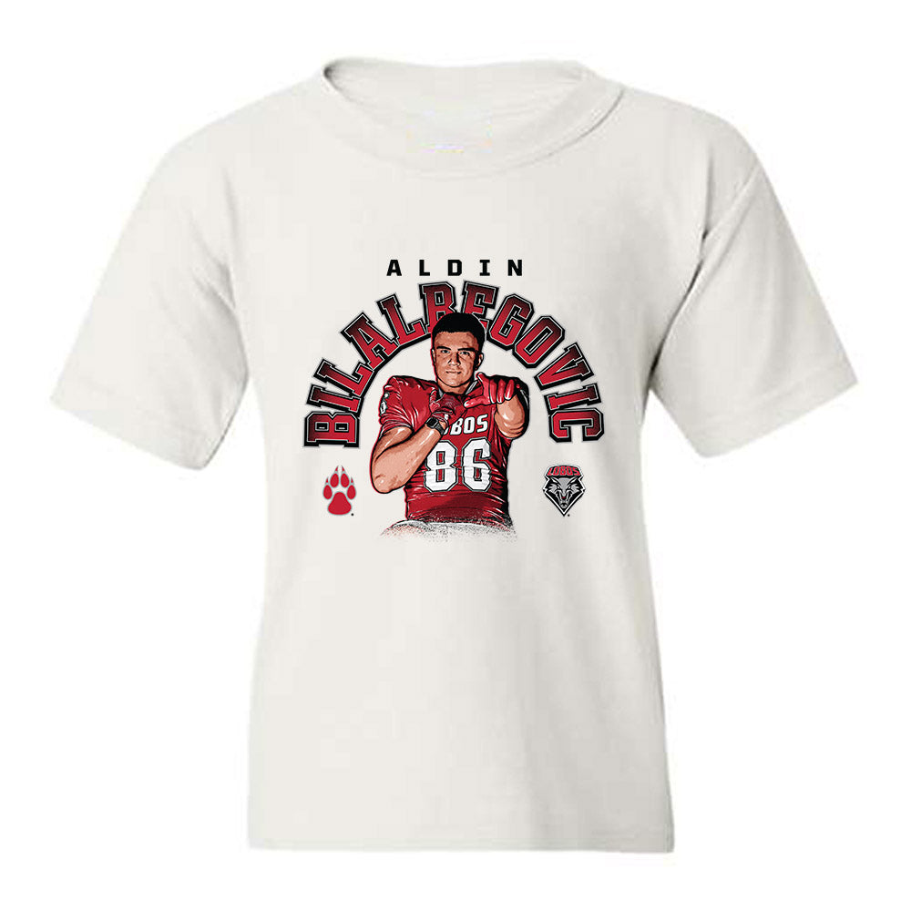 New Mexico - NCAA Football : Aldin Bilalbegovic - Caricature Youth T-Shirt-0