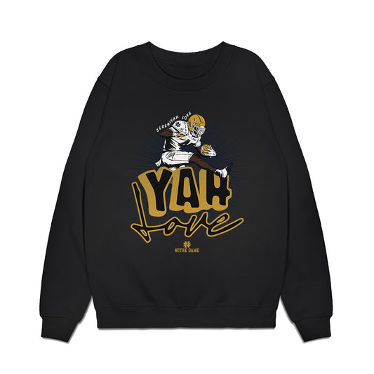 Notre Dame - NCAA Football : Jeremiyah Love - Graphic Premium Crewneck Sweatshirt-0