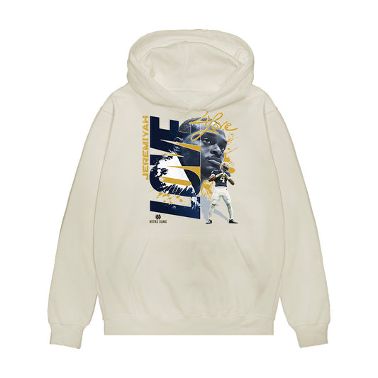 Notre Dame - NCAA Football : Jeremiyah Love - Big Plays Graphic Premium Hooded Sweatshirt-0