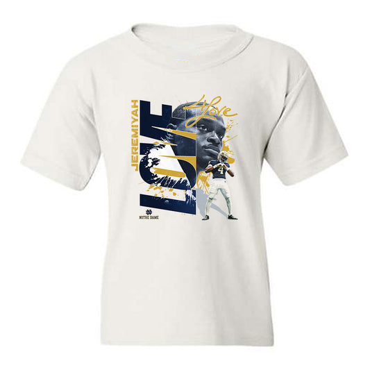 Notre Dame - NCAA Football : Jeremiyah Love - Big Plays Graphic Youth T-Shirt-0