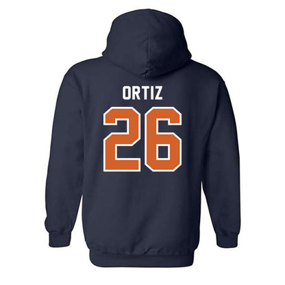 Wheaton IL - NCAA Baseball : Joshua Ortiz - Navy Hooded Sweatshirt-1