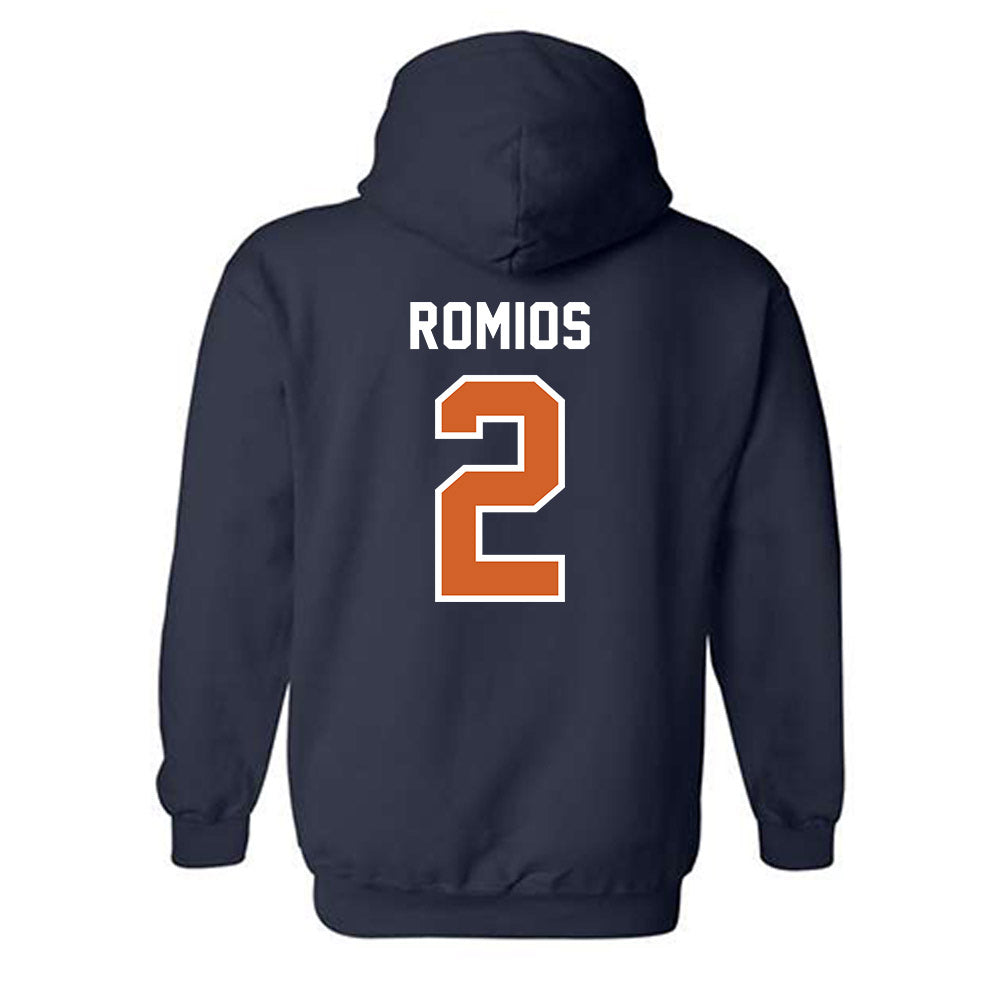 Wheaton IL - NCAA Baseball : Niko Romios - Navy Hooded Sweatshirt-1