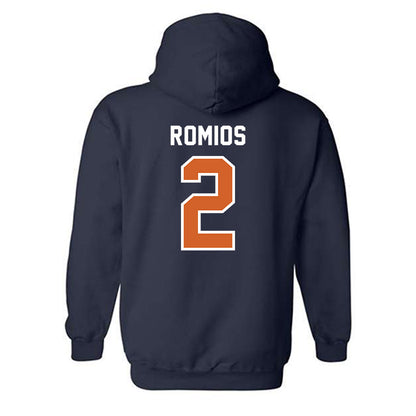 Wheaton IL - NCAA Baseball : Niko Romios - Navy Hooded Sweatshirt-1