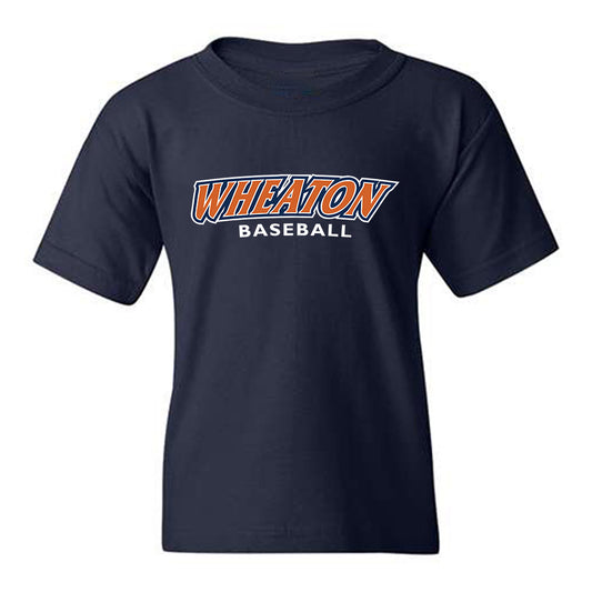 Wheaton IL - NCAA Baseball : Niko Romios - Navy Youth T-Shirt-0