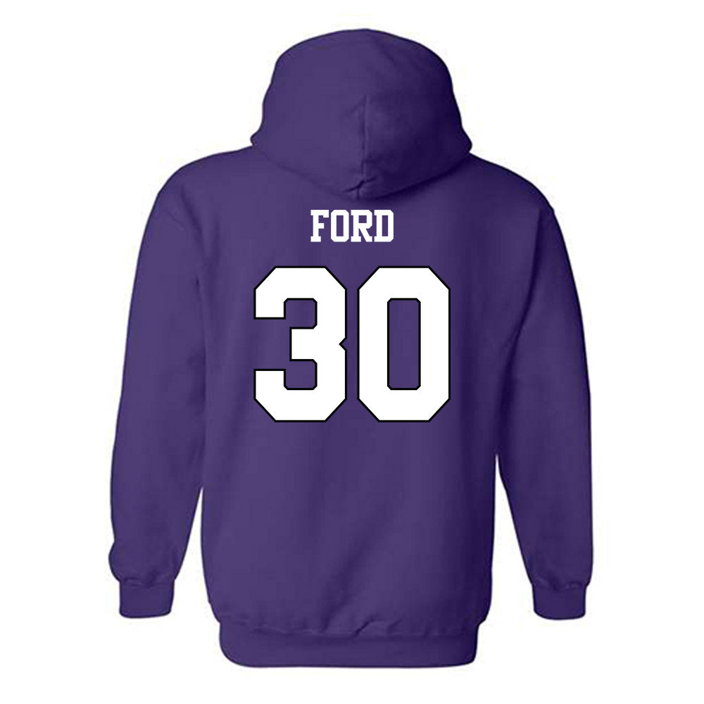 TCU - NCAA Men's Basketball : Darius Ford - Classic Shersey Hooded Sweatshirt-1