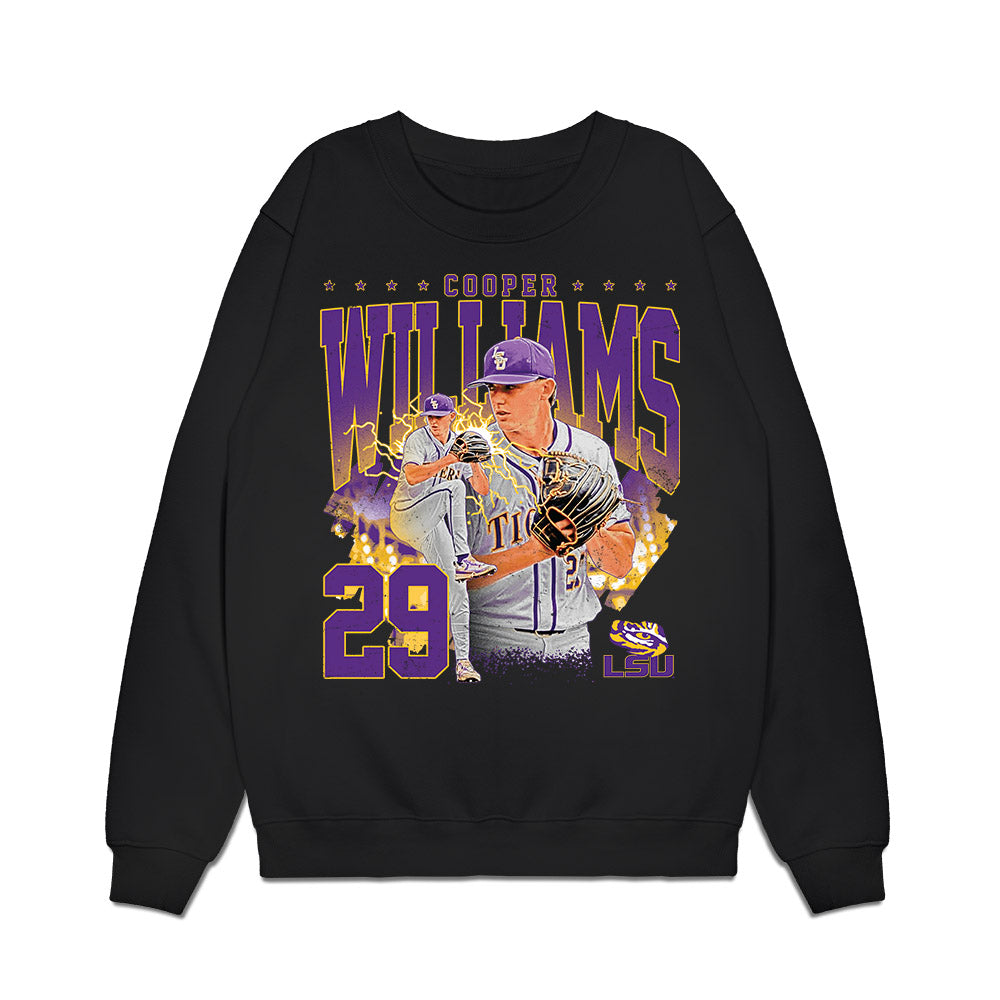 LSU - NCAA Baseball : Cooper Williams - Collage Premium Crewneck Sweatshirt-0
