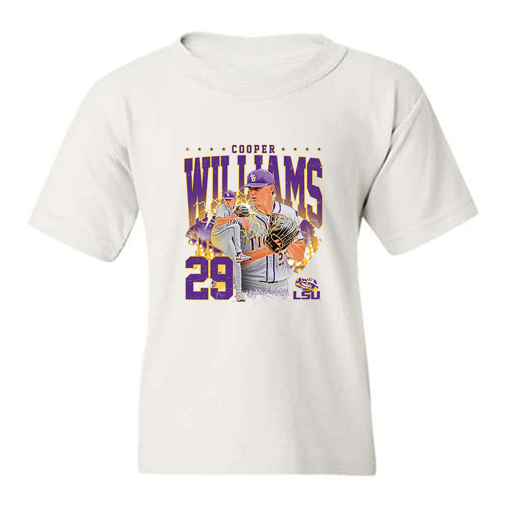 LSU - NCAA Baseball : Cooper Williams - Collage Youth T-Shirt-0