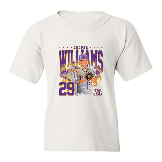 LSU - NCAA Baseball : Cooper Williams - Collage Youth T-Shirt-0