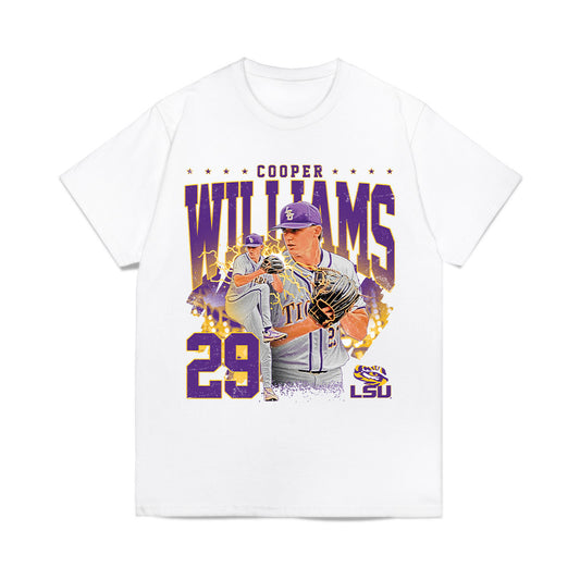 LSU - NCAA Baseball : Cooper Williams - Collage Comfort Colors T-Shirt-0