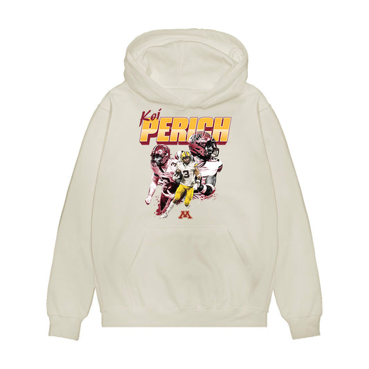 Minnesota - NCAA Football : Koi Perich - Collage Premium Hooded Sweatshirt-0