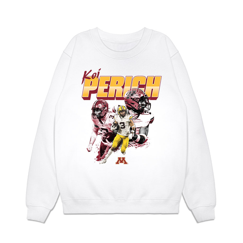 Minnesota - NCAA Football : Koi Perich - Collage Premium Crewneck Sweatshirt-0