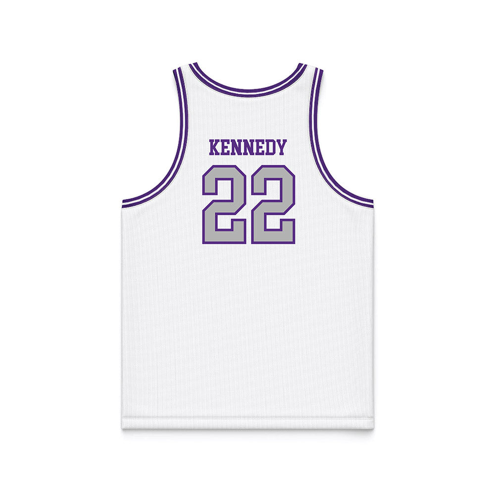 SBU - NCAA Men's Basketball : Eli Kennedy - White Basketball Jersey-1