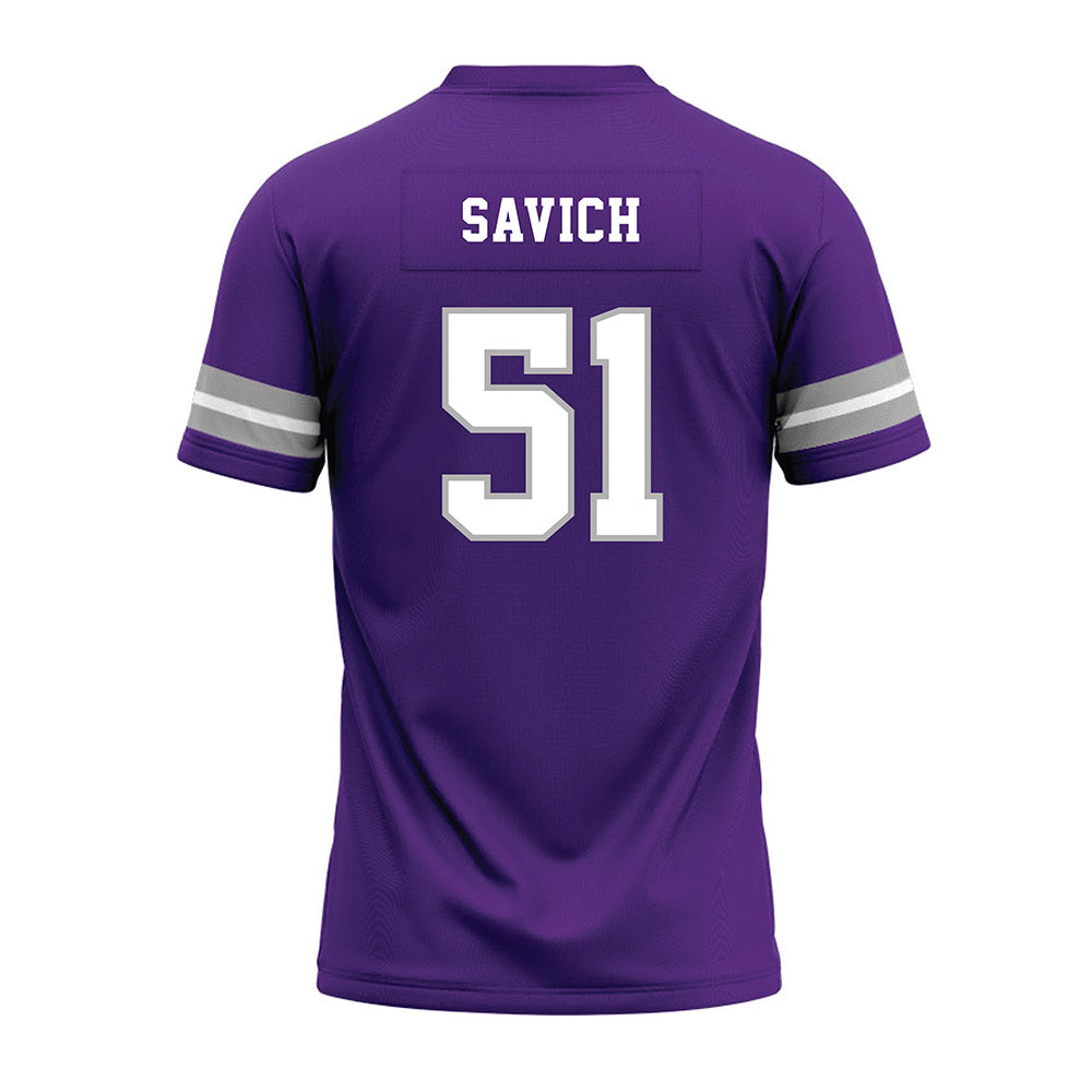 SBU - NCAA Football : Samuel Savich - Purple Premium Football Jersey-1