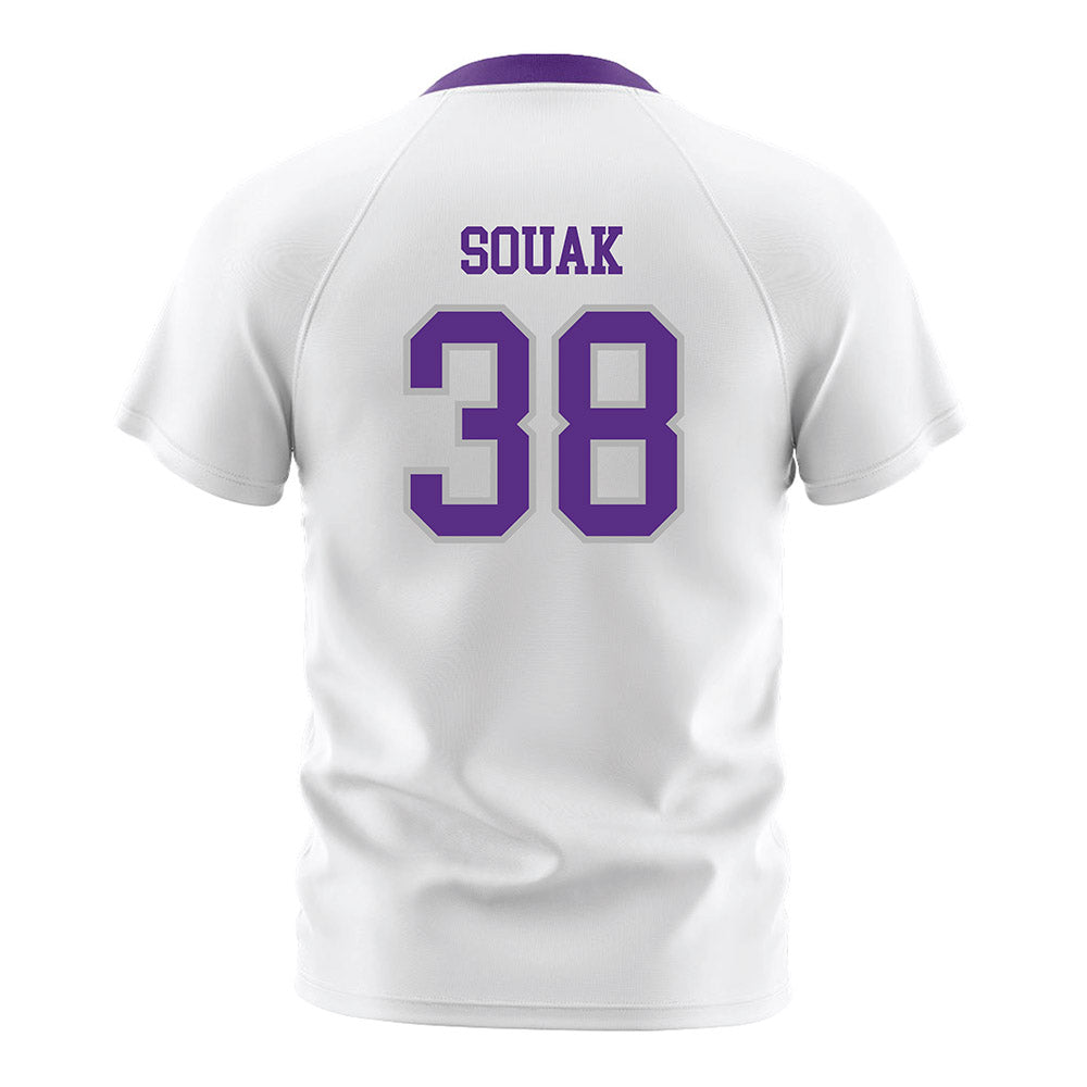 SBU - NCAA Men's Soccer : Nadir Souak - White Soccer Jersey-1