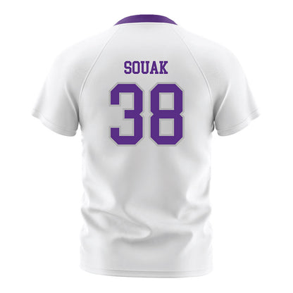 SBU - NCAA Men's Soccer : Nadir Souak - White Soccer Jersey-1