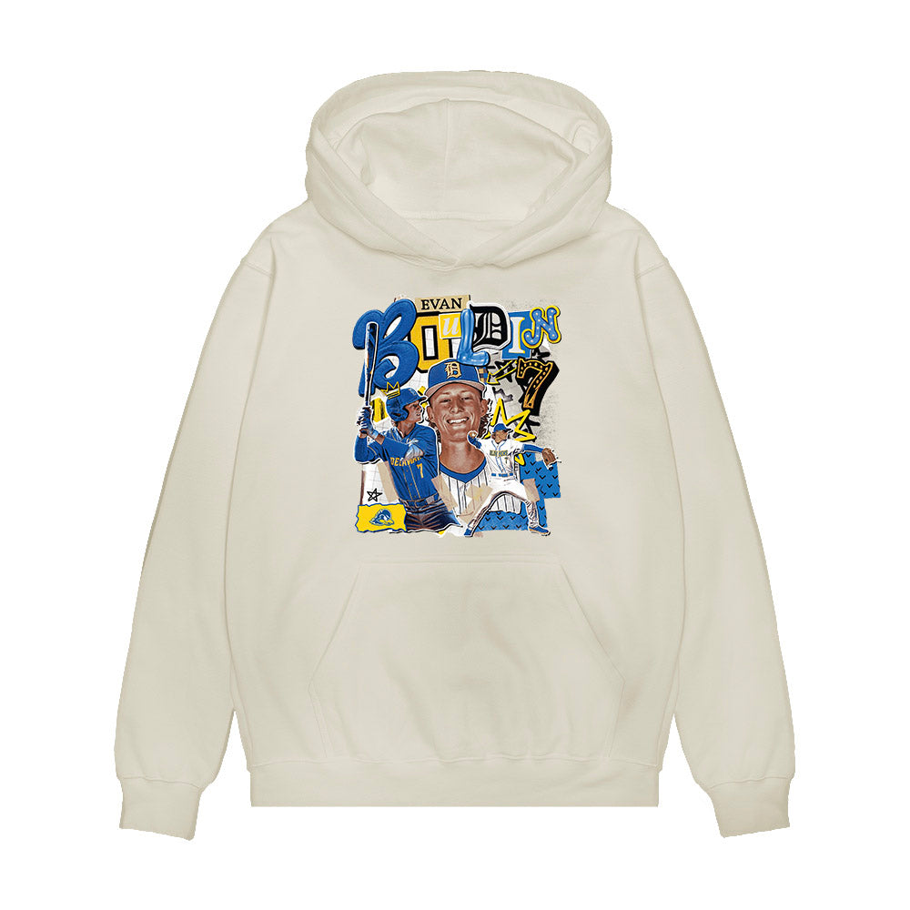 Delaware - NCAA Baseball : Evan Bouldin - Collage Premium Hooded Sweatshirt-0