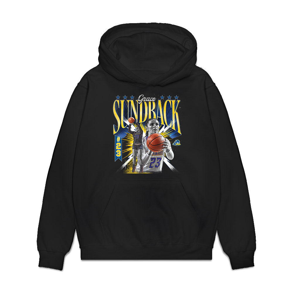 Delaware - NCAA Women's Basketball : Grace Sundback - Collage Premium Hooded Sweatshirt-0