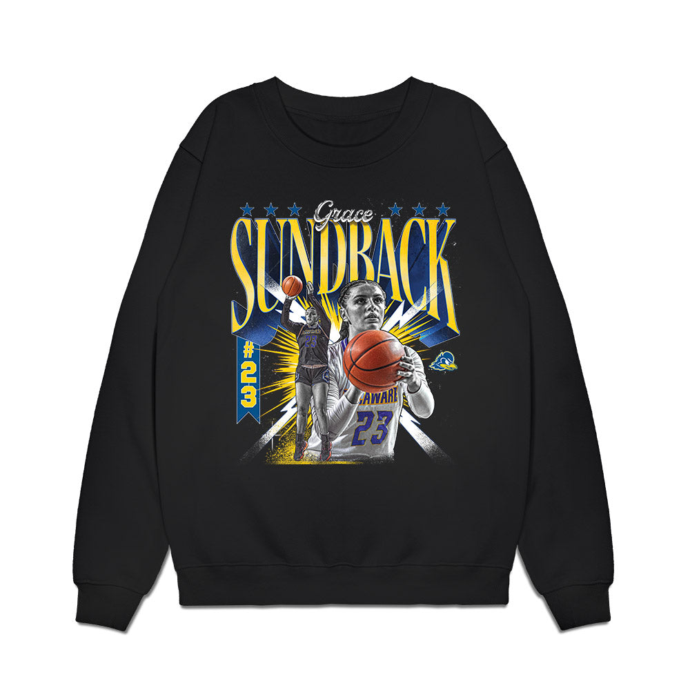 Delaware - NCAA Women's Basketball : Grace Sundback - Collage Premium Crewneck Sweatshirt-0