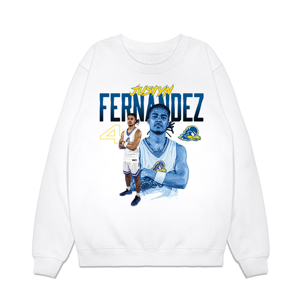 Delaware - NCAA Men's Basketball : Justyn Fernandez - Collage Premium Crewneck Sweatshirt-0